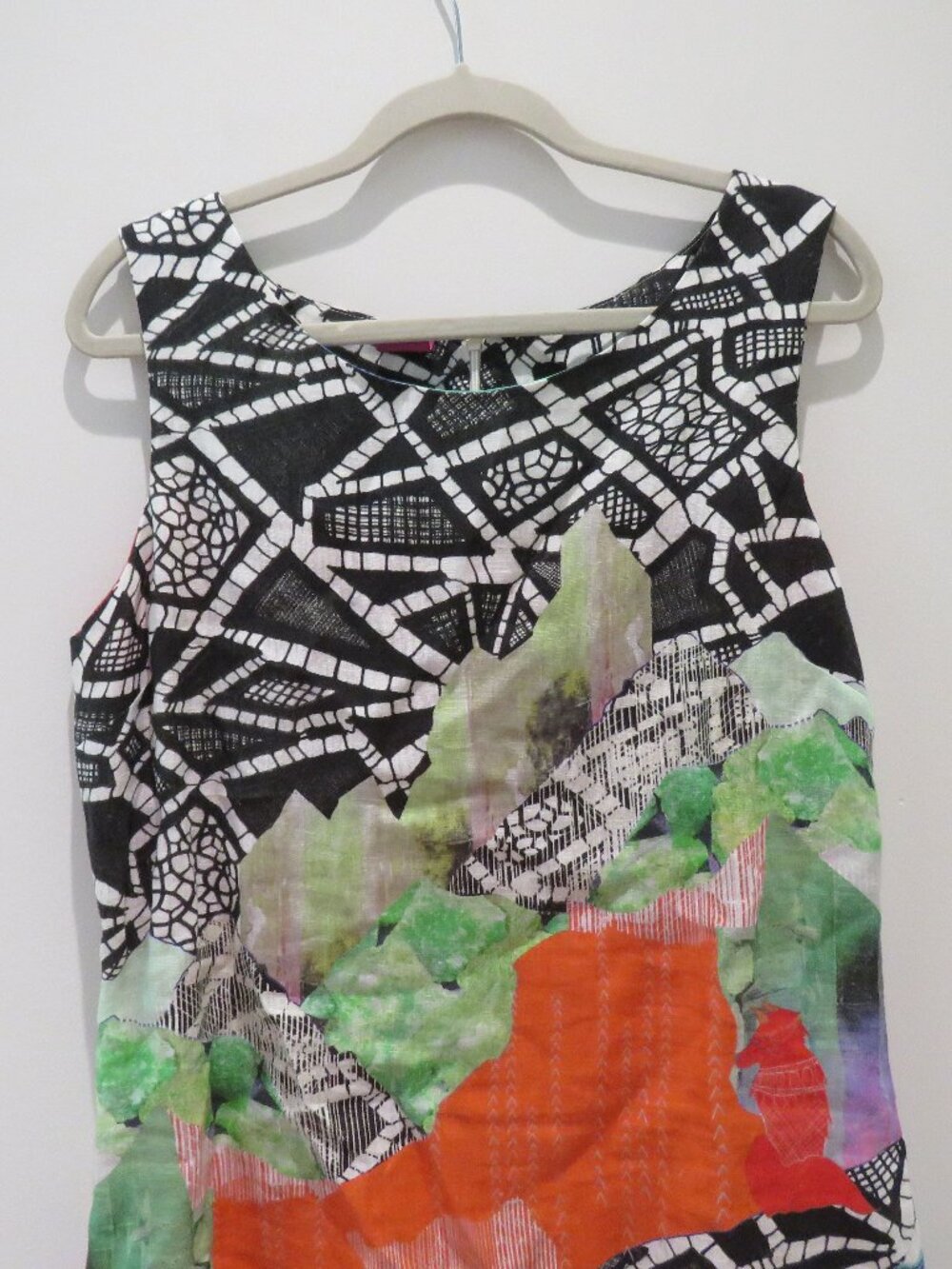 SAVE THE QUEEN 100% Linen Abstract Artsy Dress XL Quirky Lagenlook Avant Garde - Picture 5 of 16